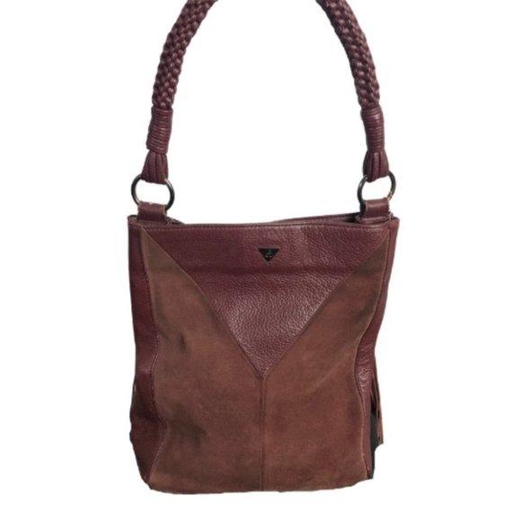 Sam Edelman Handbags - Sam Edelman Braided Strap Suede Leather Bucket Bag